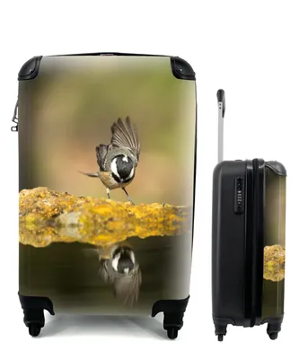 Produktbild von MuchoWow® Koffer Handgepäck Trolley Rollkoffer Kleine Reisekoffer mit 4 Rollen - Eine Kohlmeise am Wasser - Cabin Size < 55x40x23 cm & 55x40x20 cm - Fotokoffer - Kabinenkoffer - Boardgepäck - Reise-Box - Reisekoffer - Reisegepäck - Koffer mit Bild - Trolley für Kinder
