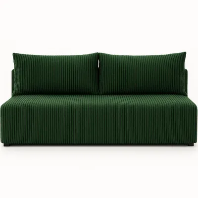 Produktbild von Sofello Kleines Sofa mit Schlaffunktion LUNO grün – Moderne Cordsofa für Ihr Wohnzimmer, Schlaffläche: 204×144 cm