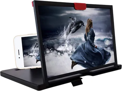 Produktbild von 30,5 cm (12 Zoll) Handy-Bildschirmlupe – tragbarer, faltbarer Telefonständer, 3D-HD-Handy-Lupe, Projektor-Leinwand für Filme, Videos und Spiele, für alle Smartphones