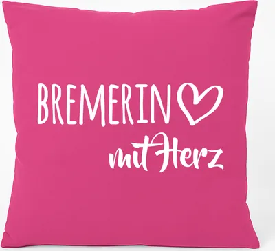 Produktbild von Huuraa Kissen Bremerin mit Herz 40x40cm mit Füllung Fuchsia Baumwolle Dekokissen Geschenkidee
