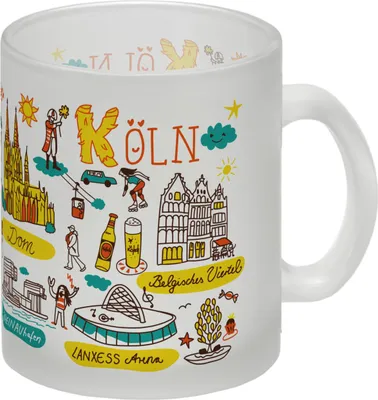 Produktbild von Glastasse Köln Wimmelbild, 300 ml Fassungsvermögen, 9 cm Höhe