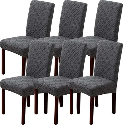 Produktbild von Sitzbezüge, Set mit 12 Stück, elastische Sitzbezüge, Bezug für Schaukelstühle, abnehmbare und waschbare Sitzbezüge für Esszimmer, Küche, Hotel (Set mit 12 Stück, Grau)