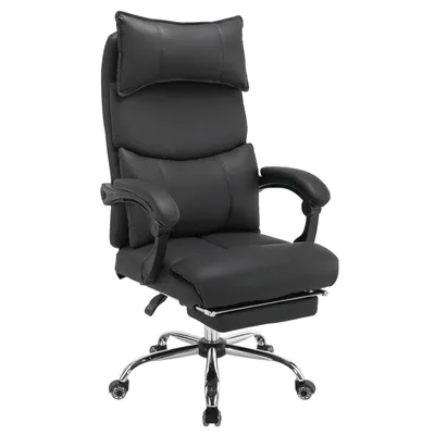 Obrázok produktu pre Ergonomická kancelárska stolička s podnožkou, opierkou hlavy a bedrovou opierkou, riaditeľská stolička, s nastaviteľnou výškou, vhodná do kancelárie aj do domáceho pracoviska