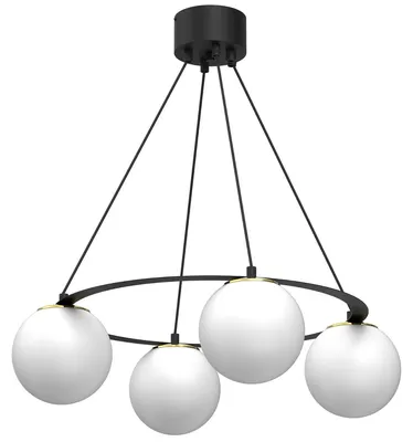 Zdjęcie produktu dla Lampa wisząca Ballo czarny matowa-biała-złota 4xE27x15W szkło wym:110x57x57cm IP20 Luminex