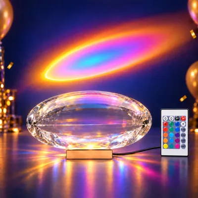 Produktbild von RGB LED Partylicht, 16 Farben, 5 Helligkeitsstufen, dimmbar, mit Fernbedienung, Angel Eye Kristall-Projektionslampe, Netzbetrieb, Party & Geburtstag