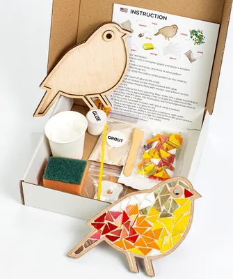 Produktbild von NKlaus DIY Mosaik Bastelset Vogel 10tlg. Spielzeug Kinder & Erwachsene Craft Kit Puzzle Mosaikkunst 15243