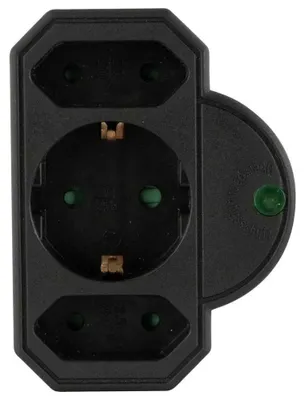 Obrázek produktu pro REV 0020070512 Zásuvkový adaptér 3-cestný s přepěťovou ochranou černý