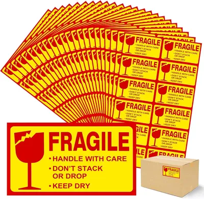 Image de Étiquettes d'avertissement "fragile", adhésives, 1000 pièces, 5 x 9 cm, pour emballages