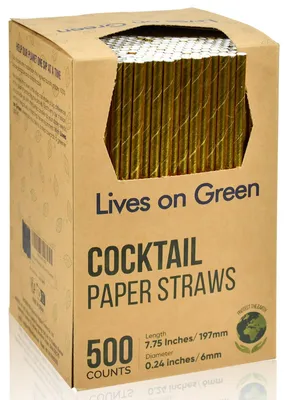 Papier-Trinkhalme gold 19,7 cm, 500 Stück, Cocktailstrohhalme