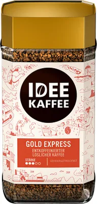 Produktbild von Idee Kaffee GOLD EXPRESS entkoffeinierter löslicher Kaffee, 200g