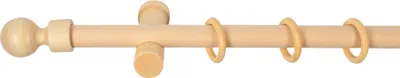 Produktbild von SN Deco - Stilgarnitur Gardinenstange Vorhangstange Giro, Holz, moderner Träger, 28 mm, 1-Lauf, Komplettset mit Ringen, Farbe Natur, 120 cm