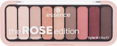 A top-down view of an eyeshadow palette with multiple shades.