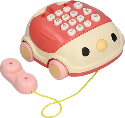 Immagine prodotto di Telefono giocattolo per bambini, pulcino dei cartoni animati, mini telefono elettrico per l'apprendimento precoce dei bambini, auto per 3 anni, top, rosa
