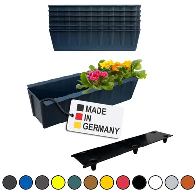 Image de BURI 6 inserts de jardinières pour palettes Euro avec tapis d'arrosage | 37,3cm Anthracite | Jardinière pour palette Euro | Balconnière | Pot de fleurs | en plastique solide | Germany
