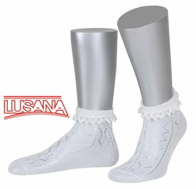 Lusana Ajoursöckchen mit Spitze in weiß