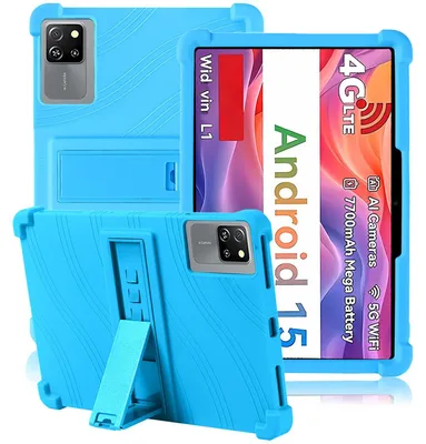 Image de Étui de protection pour tablette Blackview Tab 60 Pro 10,1", en silicone souple résistant aux chocs, avec support intégré, couleur bleu clair