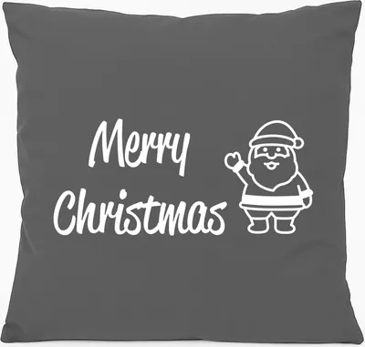 Produktbild von Huuraa Kissen Merry Christmas Weihnachtsmann 40x40cm mit Füllung Steel Grey Baumwolle Dekokissen Geschenkidee