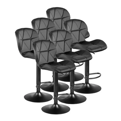 Produktbild von FURNIFY® 6er Set Barhocker LIVA | Höhenverstellbarer Velours-Barstuhl mit Rückenlehne | Schwarz