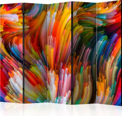Produktbild von Akusticher Raumteiler Abstrakt Foto Paravent 225x172 cm beidseitig auf Vlies-Leinwand bedruckt Akustikschaum Trennwand Spanische Wand Sichtschutz Home Office bunt schwarz a-B-0019-z-c