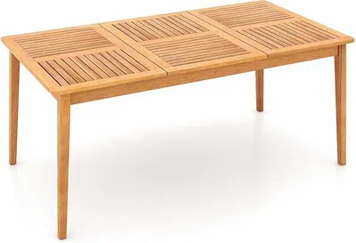 Produktbild von Gartentisch aus Akazienholz, 170 x 90 cm, Outdoor Holztisch mit Schirmloch für 6 Personen, rechteckiger Esstisch, Balkontisch für Balkon, Garten, Terrasse