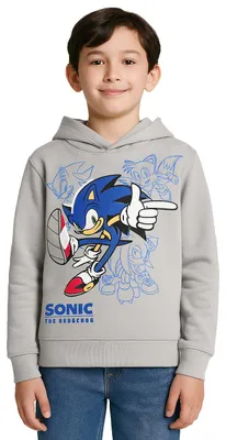 Produktbild von Sonic The Hedgehog Hoodie für Jungen - Kinder Kapuzenpullover Pullover mit Kapuze Sweatshirt Grau 146-152