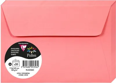 Produktbild von Clairefontaine 5356C Umschläge POLLEN Litschi C6 114x162 mm 20 Stück