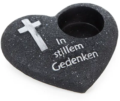 Produktbild von Logbuch-Verlag Grabkerzenhalter Herz In stillem Gedenken Grabherz für Grablicht 19,5 x 17 x 5,5 cm