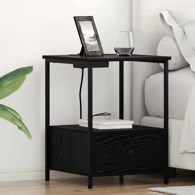 Productafbeelding van vidaXL Nachtkastje, 2 stuks, zwart, eikenlook, 42 x 41 x 56 cm