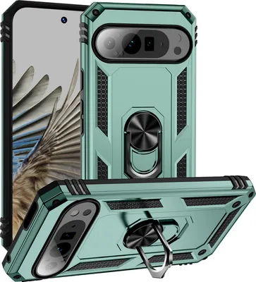 Produktbild von Schutzhülle für Google Pixel 10 / Pixel 10 Pro Dual Layer Robust Militäre Fallschutz Hülle mit Ringhalterung Ständer Grün