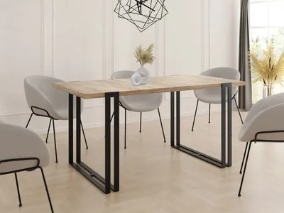 Produktbild von Ausziehbarer Esstisch - Großer Tisch im Loft-Stil mit Schwarze Metallbeinen 140 bis 240 cm - Industrietisch für das Wohnzimmer - Spacesaver - Sonoma Eiche - 140 x 80 cm