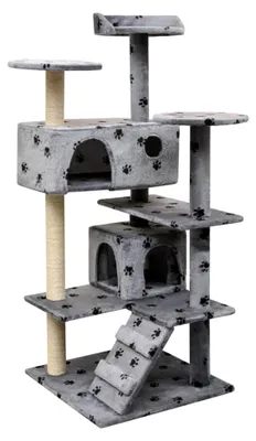Produktbild von Katzenkratzbaum 125 cm mit Pfotenaufdruck in Grau