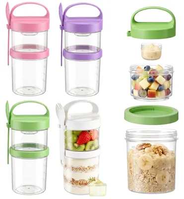 Müslibecher to go 4er-Set, doppellagig, 560+360 ml, transparent