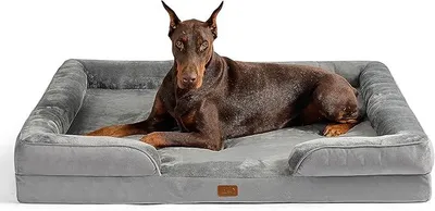 Produktbild von orthopädisches Hundebett Ergonomisches Hundesofa - 132x104 cm Hundecouch mit eierförmiger Kistenschaum für große Hunde, waschbar rutschfest Hundebetten, grau
