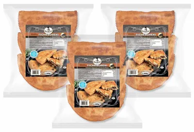 Produktbild von BARIN SET 3x Tschebureki gebraten mit Schweinefleisch 1,5kg Tiefgefrorene Handgemachte Teigtaschen Knuspriger Teig mit zartem Fleisch