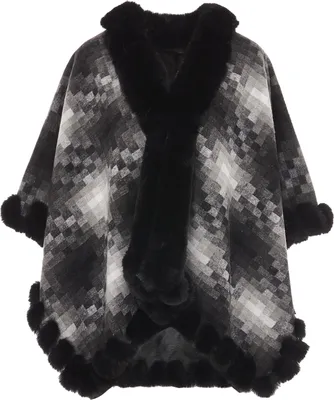 Produktbild von FRAULLY damen strickponcho - grau mehrfarbig, M