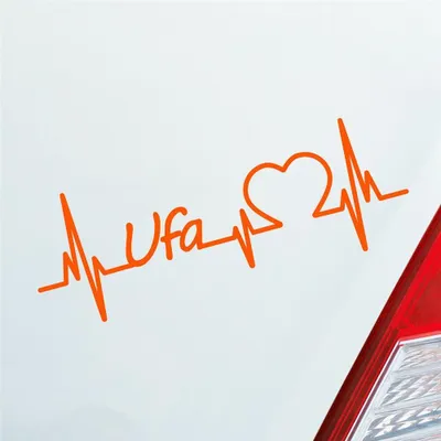 Produktbild von Auto Aufkleber UFA Herz Herzschlag 19x7 cm Orange Sticker Heckscheibenaufkleber