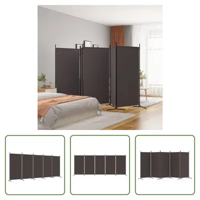 Produktbild von The Living Store 5-tlg. Paravent Braun 433x180 cm Stoff