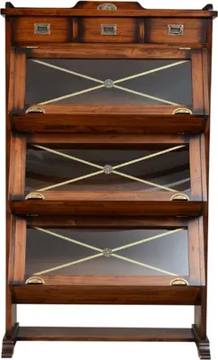 Produktbild von Casa Padrino Luxus Vintage Stil Bücherschrank Braun / Messing 96,5 x 47 x H. 166,5 cm - Massivholz Schrank - Wohnzimmer Schrank - Büro Schrank - Büro Möbel - Luxus Vintage Stil Möbel