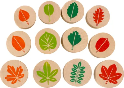 Produktbild von Stempel-Set aus robustem Holz mit vielfältigen Blättermotiven, 12-teilig für Bastelarbeiten