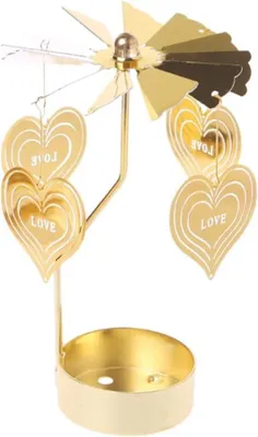 Produktbild von Liebe Herz Teelicht Karussell Glas Teelichthalter Gold Teelichtglas Rotierender Kerzenhalter Eisen Metall Kerzenst?nder fš¹r Valentinstag Deko Geschenk Hochzeit Dekoration Wohnzimmer Tischdeko