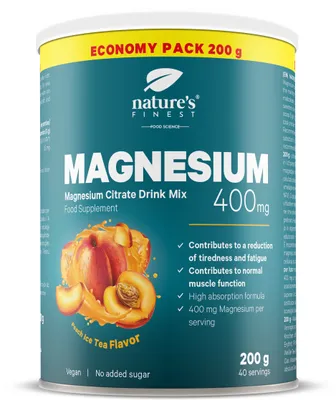 Produktbild von Magnesium 400 - Pulver mit Magnesiumcitrat, Weißtee-Extrakt - zur Verringerung von Müdigkeit - 120 g