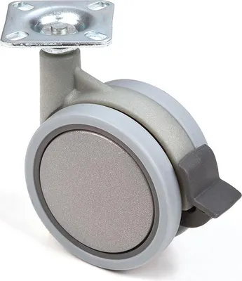 Produktbild von 75-mm-Möbelrolle mit weicher Lauffläche und Bremse