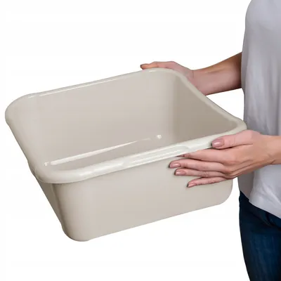 Zdjęcie produktu dla KADAX Kwadratowa plastikowa miska 12L, biała, duża na pranie, z uchwytami