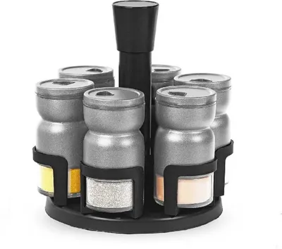 Obrázek produktu pro 7dílná sada stojánků na koření, kořenky, dózy na koření - ideální do každé kuchyně Grey