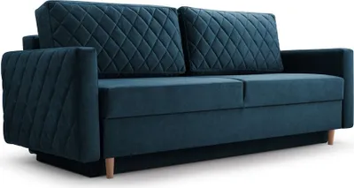 Produktbild von Schlafsofa Sofa mit Schlaffunktion und Bettkasten Couch für Wohnzimmer Polstersofa Sofagarnitur Wohnlandschaft mit Bettfunktion - 215x100x94 cm NOLEN (Dunkelblau - NOEL 16)