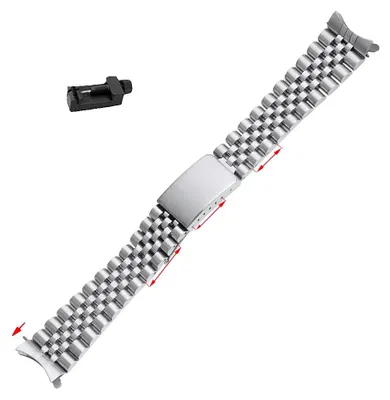 Produktbild von Uhrenarmband, Edelstahl, gebogenes Enddesign, stahl-kein logo-a, 21mm