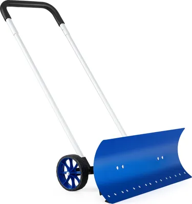 Produktbild von COSTWAY Schneeschaufel 95cm, Schneeschieber Schneeschild mit Klinge, Schneeräumer rollbar platzsparend zusammenklappbar höhenverstellbar Alu