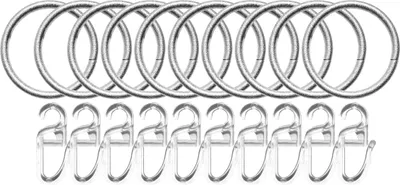 Produktbild von 10er Set Gardinenringe mit Faltenlegehaken Ø 35/40mm »Köln« Gardinenstange Ø 35/40 mm Silber, 2021192