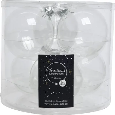 Produktbild von Weihnachtskugeln Glas 8cm 6 Stück - Klar transparent