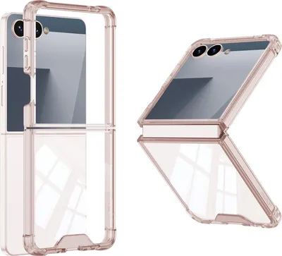 Produktbild von Hülle für Samsung Galaxy Z Flip 7 Eingebauter Displayschutz Transparente Stoßfest Schutzhülle Pink
